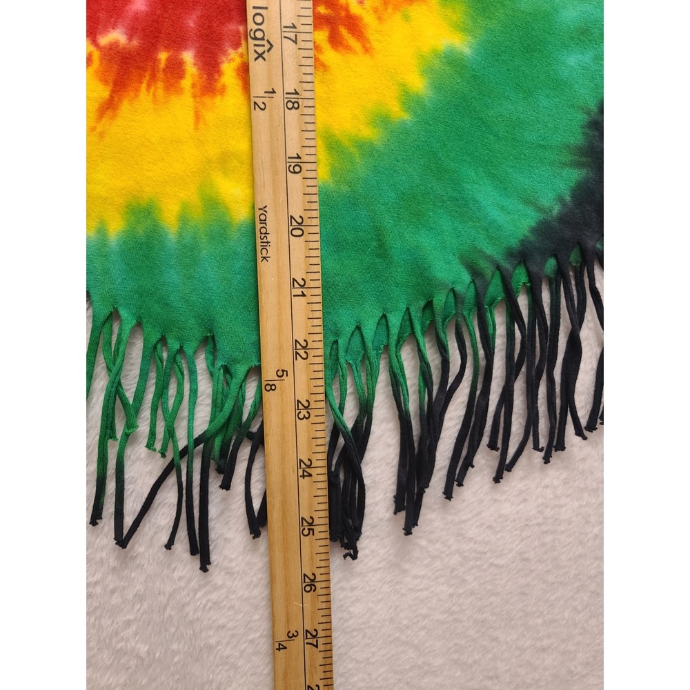 Jamaica Tie Dye Fringe Tank Top Rasta Rhinestone Sleeveless Women's Shirt Large - Picture 6 of 13